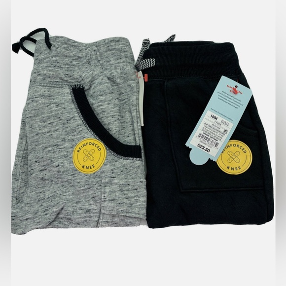NWT Toddler Boys 2pk Jogger Pants Cat & Jack Heather Reinforced Knee - Picture 3 of 5